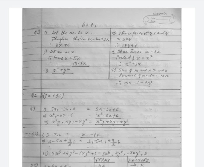 Algebraic expressions quiz part 2