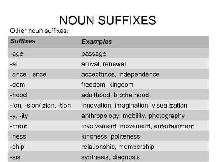 Ancy ant ance suffixes