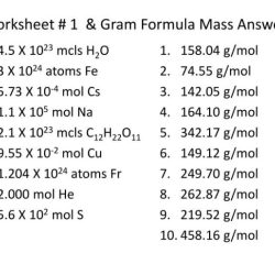 Gram formula mass worksheet answers